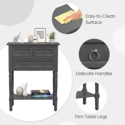 Costway Console Entryway Table W/ 3 Drawers Open Shelf For Hallway Living Room Dark Grey -Cozy Living Deals Store GUEST 88784a2a 9247 4e4b b24c 8d3d696ae6f7