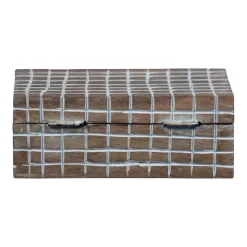 Handcarved Plaid 6x4" Lidded Decorative Wood Storage Box - Foreside Home & Garden -Cozy Living Deals Store GUEST 88f7bfe8 021a 4d94 9249 ca55c0b7125a