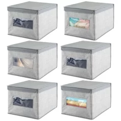 MDesign Stackable Fabric Closet Storage Organizer Box, 6 Pack -Cozy Living Deals Store GUEST 88ff4bbb 79bb 4a47 b1e6 61b82de84811