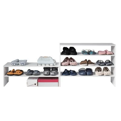 Costway 3 PCS Stackable Shoe Rack 31-Inch Horizontal Organizer 2-tier StorageShelf WhiteBrown 9 Costway 3 PCS Stackable Shoe Rack 31-Inch Horizontal Organizer 2-tier StorageShelf WhiteBrown - Image 9