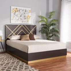Queen Arcelia Two-Tone Wood Platform Bed Walnut Brown/Gold - Baxton Studio 12 Queen Arcelia Two-Tone Wood Platform Bed Walnut Brown/Gold - Baxton Studio -Cozy Living Deals Store GUEST 8a4a88d9 988f 4ff2 914e 83c02f53a0c0