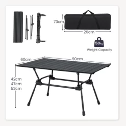 Tangkula Folding Camping Table Collapsible Aluminum Roll Up Beach Table With Carrying Bag 4-Level Adjustable Height Dark/Silver -Cozy Living Deals Store GUEST 8a6264f4 a7e3 42e8 84e9 33c0ee0be233