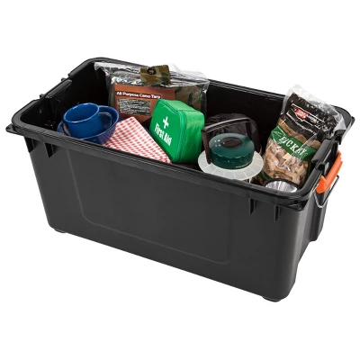 IRIS 3pk 82 Qt Store-it-All Container Black With Orange Lids And Buckles 6 IRIS 3pk 82 Qt Store-it-All Container Black With Orange Lids And Buckles - Image 6