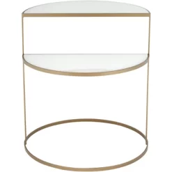 Kensington Hill Modern 2-Tier Half-Moon Gold Accent Side End Table 25" X 22 1/4" White Tempered Glass For Living Room Bedroom Home -Cozy Living Deals Store GUEST 8b0b166c fd71 48e5 a8f9 7b3c9976fdd6