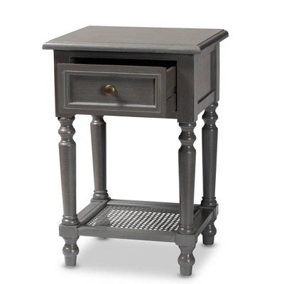 Sheldon Vintage Wood 1 Drawer Nightstand Gray - Baxton Studio 1 Sheldon Vintage Wood 1 Drawer Nightstand Gray - Baxton Studio