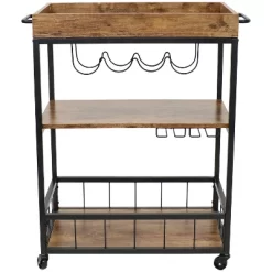 Sunnydaze Decor Sunnydaze 3 Tier Rustic Industrial Style Rolling Indoor Bar Cart With Wine Bottle And Stemware Rack -Cozy Living Deals Store GUEST 8b5e105f 28bd 4734 aac2 e8eae69ff7a0