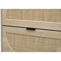 Arina 63.9'' H X 37'' W X 9.45'' D Farmhouse Natural Rattan Shoe Cabinet For 16 Pairs Design Mirror With 4 Flip Down Drawers - The Pop Maison -Cozy Living Deals Store GUEST 8b8205e4 6e3e 45d8 888a 27ccb920469e