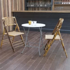 Emma And Oliver 2-Foot Round Granite White Plastic Folding Table - Banquet / Event Folding Table