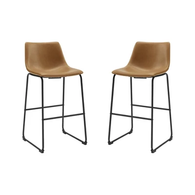Set Of 2 Laslo Modern Upholstered Faux Leather Barstools - Saracina Home 9 Set Of 2 Laslo Modern Upholstered Faux Leather Barstools - Saracina Home - Image 9