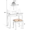 Costway Vanity Table Jewelry Makeup Desk Bench Dresser Stool White