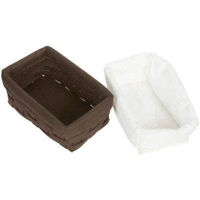 Juvale 5-Pcs Brown Small Rectangular Woven Nesting Baskets, Lined Wicker Set For Organizing Closet, Kitchen, Pantry Shelves, Bathroom (3 Sizes) 5 Juvale 5-Pcs Brown Small Rectangular Woven Nesting Baskets, Lined Wicker Set For Organizing Closet, Kitchen, Pantry Shelves, Bathroom (3 Sizes) - Image 5