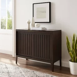 Asher Record Storage Media Console Dark Brown - Crosley