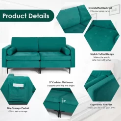 Costway Modern Loveseat 2-Seat Sofa Couch W/ 2 Bolsters Side Storage Pocket Teal 15 Costway Modern Loveseat 2-Seat Sofa Couch W/ 2 Bolsters Side Storage Pocket Teal -Cozy Living Deals Store GUEST 8ccec72d e2be 4191 8aab 6b6bee4e95fa