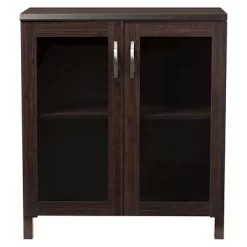 Sintra Modern And Contemporary Sideboard Storage Cabinet With Glass Doors - Dark Brown - Baxton Studio