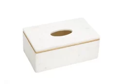 Classic Touch White Decorative Tissue Holder Gold Rim Design