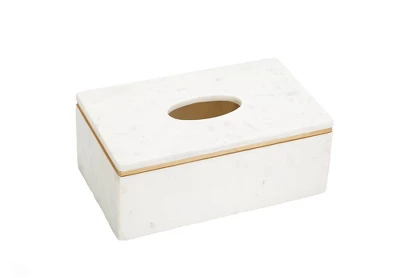 Classic Touch White Decorative Tissue Holder Gold Rim Design 1 Classic Touch White Decorative Tissue Holder Gold Rim Design