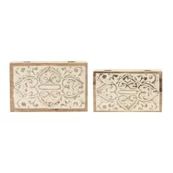 Set Of 2 Decorative Hand Crafted Whitewashed Mango Wood Boxs Natural - Storied Home -Cozy Living Deals Store GUEST 8d3c03bf a1d0 43d0 8ad2 8db59a78c894