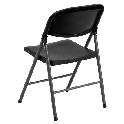Emma And Oliver 6 Pack 330 Lb. Capacity Black Plastic Folding Chair - Charcoal Frame - Event Chair 7 Emma And Oliver 6 Pack 330 Lb. Capacity Black Plastic Folding Chair - Charcoal Frame - Event Chair - Image 7