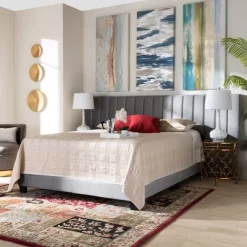 Fiorenza Velvet Panel Bed With Extra Wide Channel Tufted Headboard - Baxton Studio -Cozy Living Deals Store GUEST 8f132d9c e00c 4cda 8ddf 9e7bb73360ba