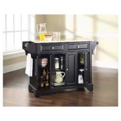 LaFayette Natural Wood Top Kitchen Island - Black - Crosley -Cozy Living Deals Store GUEST 8f25656a 1350 4e63 b1da e8b641b741fb