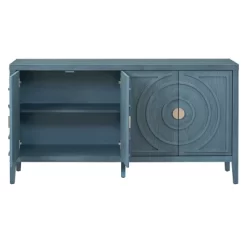 Retro 60" Sideboard With Circular Groove Design And Round Metal Handle-ModernLuxe -Cozy Living Deals Store GUEST 8f76d3a7 21e0 4a1b 8fbe 2460c57f1178