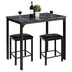 3 Piece Counter Height Dining Set Faux Marble Table 2 Chairs Kitchen Bar -Cozy Living Deals Store GUEST 8f786087 d5eb 43b2 8052 a09362b3e392