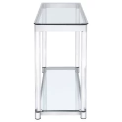 Anne Acrylic Console Sofa Table With Glass Top And Shelf Chrome - Coaster -Cozy Living Deals Store GUEST 8f7a9a45 246b 495e 9b63 4339591ecf28