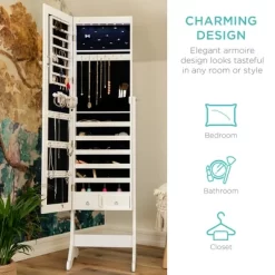 Best Choice Products 6-Tier Standing Mirror Lockable Storage Organizer Cabinet Armoire W/ LED Lights -Cozy Living Deals Store GUEST 8f8ec242 b1e6 4edc 95dc 50c3a5496937