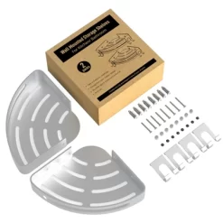 GeekDigg 14" X 9" Triangular Aluminum Drill-Free Corner Shower Caddy With Razor Holder-2-Pack-Silver -Cozy Living Deals Store GUEST 8fb752be eede 4677 8c6e 559cb0d18334