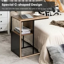 Costway C Shape Sofa Side End Table Reversible Snack Table Nightstand Steel Frame Oak -Cozy Living Deals Store GUEST 8fd1019c 31c2 48f1 994b b0b9ebb7a69c