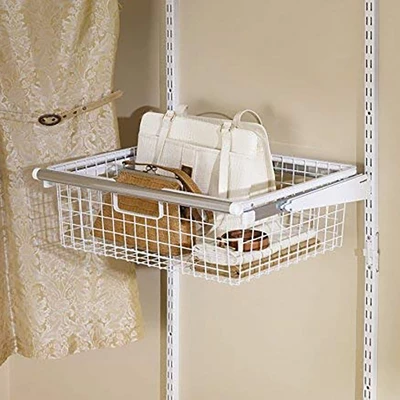 Rubbermaid Portable Metal Wire Sliding Hanging Storage Basket For Closet Organizer Kits, White 3 Rubbermaid Portable Metal Wire Sliding Hanging Storage Basket For Closet Organizer Kits, White - Image 3