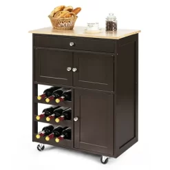 Costway Rolling Kitchen Island Serving Cart Storage Cabinet W/ Wine Rack -Cozy Living Deals Store GUEST 909b2beb e8d7 49d5 b239 7127083ffa24