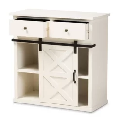 Nadia Wood And Metal 2 Door Sideboard Buffet White/Black - Baxton Studio