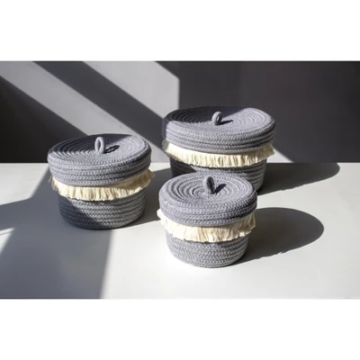 Assorted Set Of 3 Round Dharma Organizer Baksets - Gray - Shiraleah 1 Assorted Set Of 3 Round Dharma Organizer Baksets - Gray - Shiraleah