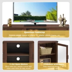 Costway TV Stand Entertainment Center For TV's Up To 65'' W/ Storage Cabinets Walnut -Cozy Living Deals Store GUEST 90b269f3 9b54 4e72 b156 ddee44dafd55