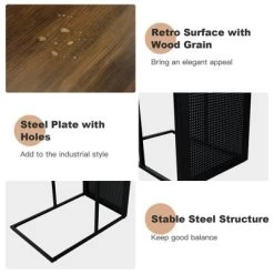 Costway C Shape Sofa Side End Table Reversible Snack Table Nightstand Steel Frame Oak -Cozy Living Deals Store GUEST 90d45a5c 858e 4319 b833 0da26d812983