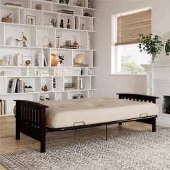 Full Size Holly Espresso Wood Arm Futon Frame With 6" Microfiber Mattress Tan - Room & Joy -Cozy Living Deals Store GUEST 910964fc 8fa3 4ccf af81 67135fc2c305