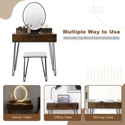 Costway Industrial Vanity Makeup Dressing Table Padded Stool Set 3-Color Lighted Mirror -Cozy Living Deals Store GUEST 91fbe8f7 495d 48ef 9fd8 366d85222abf