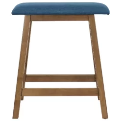 Sunnydaze Decor Sunnydaze Set Of 2 Indoor Wooden Backless Counter-Height Stools - Weathered Oak Finish With Blue Cushions -Cozy Living Deals Store GUEST 92160530 a46b 4493 8096 1428c1f54e7a