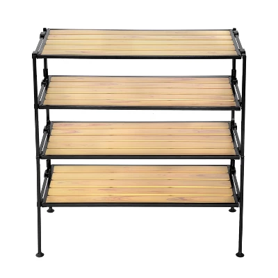 Seville Classics 2 Tier Stackable Aspen Resin Slat Shoe Rack Black 7 Seville Classics 2 Tier Stackable Aspen Resin Slat Shoe Rack Black - Image 7