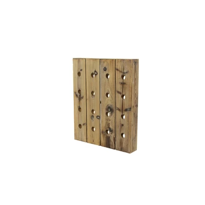 Rustic Wood Wall Wine Rack Brown - Olivia & May 3 Rustic Wood Wall Wine Rack Brown - Olivia & May - Image 3