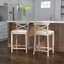 Set Of 2 26" Bayview NonSwivel Counter Height Barstool White/Silver - Hillsdale Furniture -Cozy Living Deals Store GUEST 937f7be8 90a6 42f5 8634 4fff09a4038e