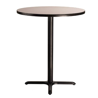 36" Round Composite Core Bar Height Dining Table Laminated Gray With Black Steel Base - Hampden Furnishings 3 36" Round Composite Core Bar Height Dining Table Laminated Gray With Black Steel Base - Hampden Furnishings - Image 3