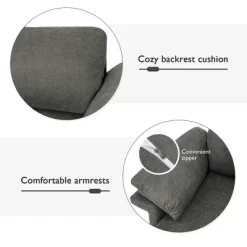 Costway Modern Linen Fabric Accent Armchair Upholstered Single Sofa W/ Metal Legs Grey -Cozy Living Deals Store GUEST 94691f4f c0d1 4abd 9ac8 cc7388b508a1