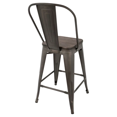 Set Of 2 24" Oregon Industrial High Back Counter Height Barstools - LumiSource 2 Set Of 2 24" Oregon Industrial High Back Counter Height Barstools - LumiSource - Image 2