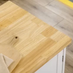 HOMCOM Triple-Cabinet Rolling Kitchen Island On Wheels, Kitchen Cart With Storage Shelf Adjustment, Rolling Utility Cart Wood, Big Drawer, White -Cozy Living Deals Store GUEST 94d35d38 220e 4714 bd1a 3d498ca9bf50