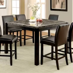 HOMES: Inside + Out Bailey II Marble Top Counter Height Dining Table - Black
