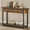 Claremont Rustic Wood Console Table With Two Drawers And Low Shelf Dark Brown - Alaterre Furniture