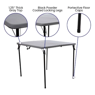 Flash Furniture 2.83-Foot Square Bi-Fold Plastic Folding Table With Carrying Handle 10 Flash Furniture 2.83-Foot Square Bi-Fold Plastic Folding Table With Carrying Handle - Image 10