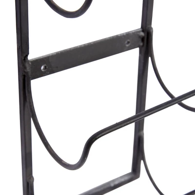 Industrial Metal Wall Wine Rack Black - Olivia & May 2 Industrial Metal Wall Wine Rack Black - Olivia & May - Image 2